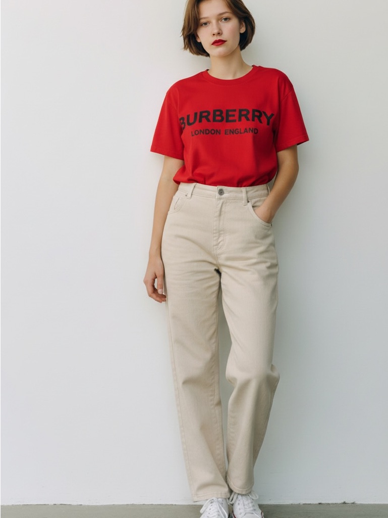 Burberry Red Logo Short Sleeve Tee